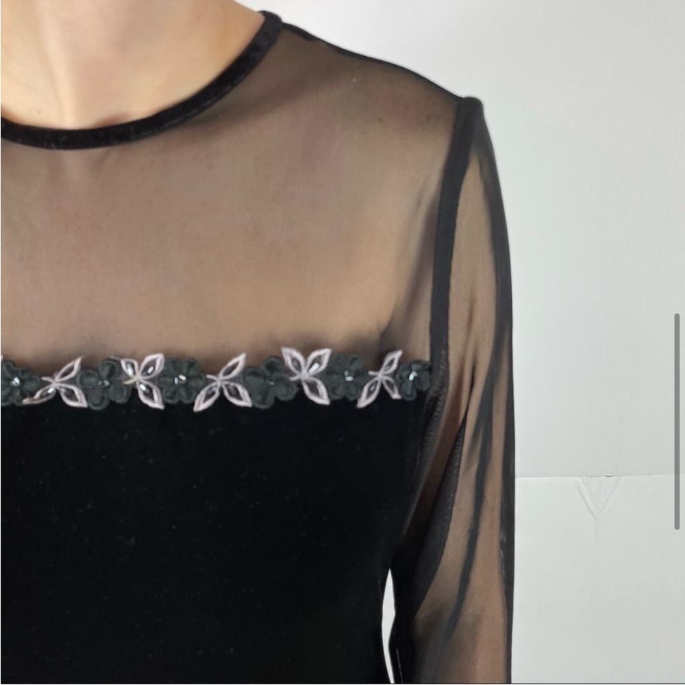 Vintage Velvet Sheer Neckline Dress - Picture 6 of 9